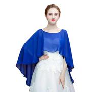 EHYQK Élégant châle capelet en mousseline de soie pour femme pour robe de mariage et de soirée, bleu, Taille unique