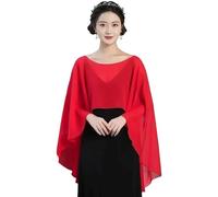 EHYQK Élégant châle capelet en mousseline de soie pour femme pour robe de mariage et de soirée, Rouge, taille unique