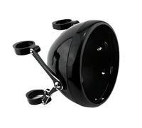 EHYSYN Moto Projecteur Avant Convient pour Harley LED boîtier CNC support universel seau coque phare 7 pouces moto 7 "couvercle de phare(LONG Gloss Black)