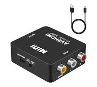 Eiaigky Adaptateur RCA vers HDMI, Convertisseur AV vers HDMI, Mini Convertisseur Vidéo et Audio Numérique CVBS 1080P, Compatible avec Xbox 360, PS2, PS3, Wii, N64 pour Téléviseurs HD et Moniteurs