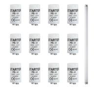 Eiaigky Pack de 12 Starter Neon 4-65W 220-240V, Ampoule Tube Fluorescent Starter, Starter pour Tubes Néon et Lampes, Starter de Remplacement Efficace pour Éclairage Résidentiel et Commercial