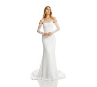 Eiaork Long Wedding Tulle Gloves - White Pearl Bridal Elbow Length Summer Fingerless Gloves for Women and Girls (off white)