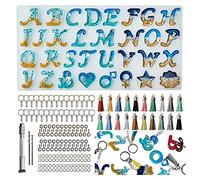 EIAOSI Lot de moules en résine pour lettres inversées - Moule en silicone pour bricolage en résine - Lettres et porte-clés décoratifs en résine époxy