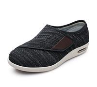 EIASER Diabetique Chaussure, Pantoufles diabétiques, Marche Chaussures d'œdème réglables, diabétique orthopédique Chausson à Fermeture Facile,Gris Noir,40.5EU