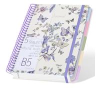 Eichenblatt bloc-notes B5 ligné, 5 intercalaires, 240 feuilles 100 g/m², reliure spirale colorée, couverture rigide, cahier B5, 18,8 x 26 cm, pour études et travail.
