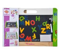 Eichhorn 100002577 Board 42 x 30 cm with 26 Magnetic Wooden Letters 5 Chalks and