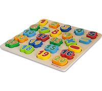 Eichhorn - 100003452-23 Chiffres en Bois avec Planche de 30 x 30 cm, Apprendre en manupulant, à partir de 2 Ans