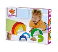 Eichhorn Jouet Arc-en-Ciel de tri et empilable – 8 pièces, 17,5 cm, bois de bouleau, dès 1 an