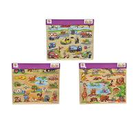 Eichhorn 100005454 - Puzzle Plug-in 40 x 35 cm avec 21 à 23 pièces Plug-in, Motifs : Safari, Ferme, trafic, Contenu de la Livraison : 1 pièce, contreplaqué de Tilleul certifié FSC, modèles Assortis