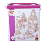 Eichhorn 100010141 Lot de 100 Blocs de Construction, en Bois de Couleur Naturelle, dans Une boîte de Rangement, avec Cordon et Couvercle de tri, pour Enfants à partir de 1 an