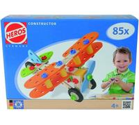 Eichhorn 100039031 - Constructor Doppeldecker, set de construction en bois, 4 modèles différents à construire, bois de hêtre certifié FSC 100 %, 90 pièces, fabriqué en Allemagne