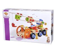 Eichhorn 100039094 Constructor Chariot de Grue en Bois Polyvalent, 170 Composants, 4 constructions différentes, Bois de hêtre certifié FSC 100%, pour Les Enfants à partir de 6 Ans
