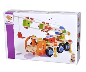 Eichhorn 100039094 Constructor Chariot de Grue en Bois Polyvalent, 170 Composants, 4 constructions différentes, Bois de hêtre certifié FSC 100%, pour Les Enfants à partir de 6 Ans