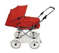 Eichhorn 417RFS-K042-EVA-FTC Poussette combinée avec structure en cuir et réglage de la hauteur de poussée avec sac de transport rigide LuxVariante, roues en EVA Rouge