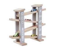 Eichhorn Circuit de Course Automobile en Bois avec 4 véhicules, 5 pièces, favorise l'observation et la motricité, en Bois de hêtre certifié FSC, 33 x 30 cm, à partir de 1 an
