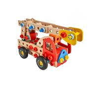 Eichhorn Construct Pompier - Jouet de Construction 2 en 1 de 137 pièces avec échelle Extensible pour promouvoir la motricité - Combinable avec Tous Les Kits - Bois certifié FSC - À partir de 5 Ans