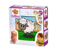Eichhorn - Cube Photo Ferme, 9 Blocs de Construction avec 6 Motifs, avec modèle, 9 pièces, 10,5 x 10,5 cm, en Bois de pin 100% certifié FSC, à partir de 2 Ans