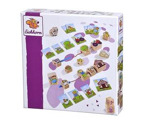 Eichhorn - Jeu d'enfilage de la Ferme composé de 13 pièces en Bois et de 13 modèles en Carton, 100% Bois de hêtre certifié FSC, à partir de 1 an