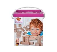 Eichhorn Lot de 50 blocs de construction, en bois de couleur naturelle, dans une boîte de rangement, avec cordon et couvercle de tri, faits de bois de hêtre certifié FSC 100 %, pour les enfants à partir de 1 an