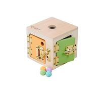 Eichhorn Montessori Cube d'apprentissage de la motricité avec 4 mécanismes de Fermeture, favorise l'autonomie et la motricité Fine, en Bois de Bouleau et de Tilleul certifié FSC, à partir de 3 Ans