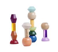 Eichhorn Montessori Perles empilables - Jeu éducatif avec Perles en Bois colorées de différentes Formes - Favorise la dextérité et la Reconnaissance des Couleurs - en Bois de Bouleau et de hêtre