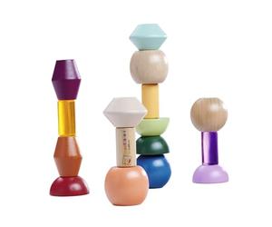 Eichhorn Montessori Perles empilables - Jeu éducatif avec Perles en Bois colorées de différentes Formes - Favorise la dextérité et la Reconnaissance des Couleurs - en Bois de Bouleau et de hêtre