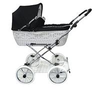 Eichhorn Panier en osier Poussette avec courroie en cuir avec structure öhen réglable coulissants en osier blanc