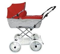 Eichhorn Panier en osier Poussette avec courroie en cuir avec structure öhen réglable coulissants en osier blanc