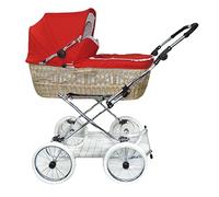 Eichhorn Panier en osier Poussette avec courroie en cuir avec structure öhen réglable coulissants en osier naturel