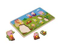 Eichhorn Peppa Pig Puzzle à emboîter, 13 pièces, en Bois, avec Motif Familial, favorise la motricité Fine et la première compréhension des Formes, en contreplaqué de Tilleul certifié FSC, 30 x 18 cm