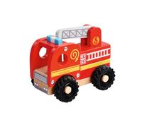 Eichhorn Pompiers à Pousser - Véhicule de Pompier Jouet à roulettes et à saisir, Design Robuste, fabriqué en Bois de hêtre, Bois de Bouleau et contreplaqué, Jouet pour Enfant, Rouge, à partir de 1 an