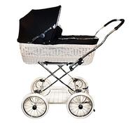 Eichhorn Poussette panier en osier avec structure à courroie en cuir Osier Blanc