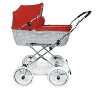 Eichhorn Poussette panier en osier avec structure à courroie en cuir Osier Blanc