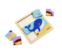 Eichhorn Puzzle amusant dans le cadre - Puzzle de 10 pièces avec lion et baleine pour encourager la motricité, la concentration et l'imagination, puzzle en bois coloré avec cadre de ponte, à partir de