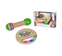 Eichhorn - Set de musique 2 pièces, comprenant un anneau de préhension avec cloches et une baguette sonore, des instruments de musique colorés en bois, à partir de 1 an, multicolores