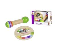 Eichhorn - Set de musique 2 pièces, comprenant un anneau de préhension avec cloches et une baguette sonore, des instruments de musique colorés en bois, à partir de 1 an, multicolores