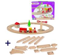 Eichhorn Train En Bois Chemin De Fer En Bois Dans Le Grand Paquet Avec 25 Pièces