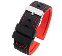 Eichmüller Bracelet de montre en silicone 20/22/24 mm - Noir, bleu, rouge, jaune, 20 mm, Silicone, Aucun