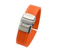 Eichmüller Bracelet de montre en silicone avec boucle déployante 18/20/22 mm - Noir/orange, 18 mm, Silicone, Aucun