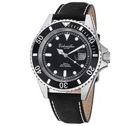 Eichmüller Diver Montre pour homme avec loupe et affichage de la date et lunette rotative 20 ATM Bracelet Noir, Sangle