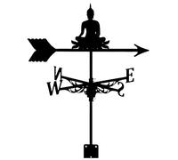 EICOFF Girouette Bouddha en métal Noir Peint girouette Durable indicateur de Direction du Vent pour Jardin terrasse Ferme Grange garages clôtures extérieur tonnelle décoration