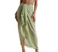 Eicolorte - Paréo de plage semi-transparent pour femme - Jupe courte avec pompons, 20 - Avocat - Long, 3X-Large