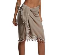 Eicolorte - Paréo de plage semi-transparent pour femme - Jupe courte avec pompons, 3XL