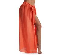 Eicolorte - Paréo de plage semi-transparent pour femme - Jupe courte avec pompons, 56 - Orange (4-12), Taille 3XL