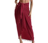 Eicolorte - Paréo de plage semi-transparent pour femme - Jupe courte avec pompons, One Size