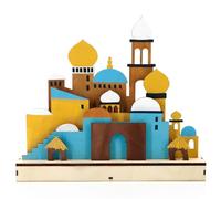 Eid Lanterns Eid Crafts Night Light Ramadan Decorations, Wooden Ramadan LED LUMILES, MOSQUE FORME EID MUBARAK LUMILES, MUSLISME EID MUBARAK DÉCORATIONS POUR LA CHAMBRE DE CHAMBRE Festival de fête Hom
