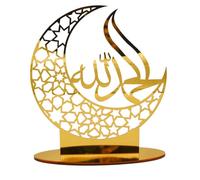 Eid Mubarak Acrylique Ornement Hollow Out Ramadan Kareem Eid Ramadan Mubarak Golden Lune Décorations de Table Ornement De Table Lune Étoile Party Decoration Muslim Home Supplies