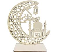 Eid Mubarak Night Light 3D Wood Moon Shape Ramadan LED Light Decoration, Ramadan Mubarak Lampe Eid Ornements pour Les Musulmans Décor De Table Islamique