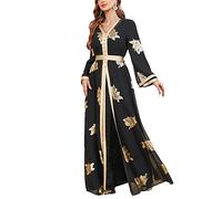 Eid Robe Musulmane Abaya Femmes 2 Pièces Ensemble Robes De Soirée Ramadan Ceinture Caftan Maxi Robe Élégante
