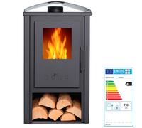 EIDER BIOMASA Poêle à Bois Amina - 8,12 KW - Compact 81 x 38 x 45 cm - Chauffe jusqu'à 150 m³ - Faible consommation - Design Minimaliste - Classe énergétique A